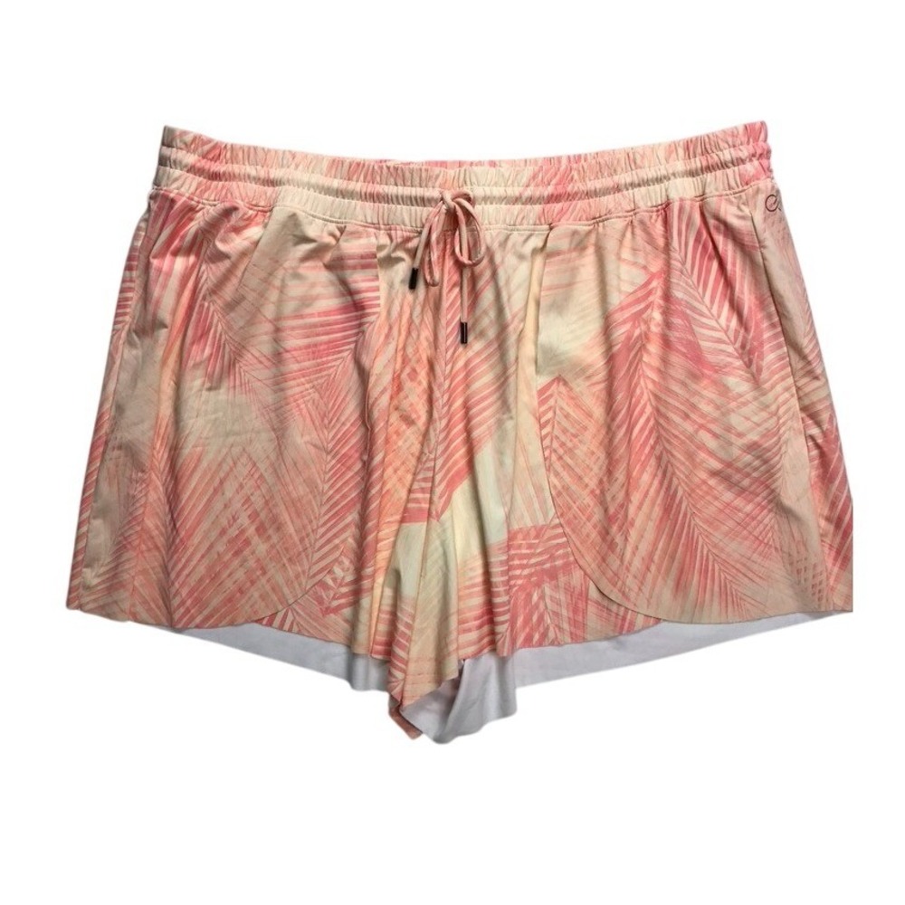 CALLA Women Coral Soft Palms‎ Mid Rise Swim Board Shorts Liner Size 1X